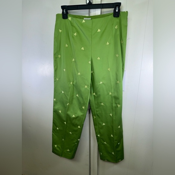 VINTAGE 100% Cotton Green Pants with Sail Pattern - Picture 1 of 6